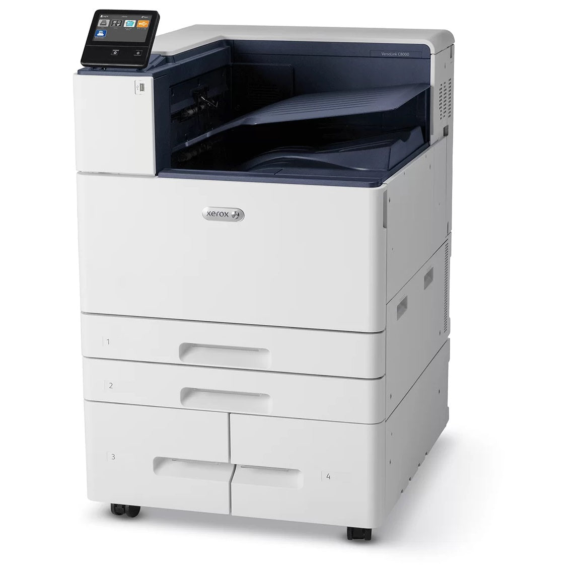 Xerox VersaLink C8000W/DT White Toner And Color (C/M/Y) Duplex Laser Printer, 11x17 With Tandem Trays And Cabinet