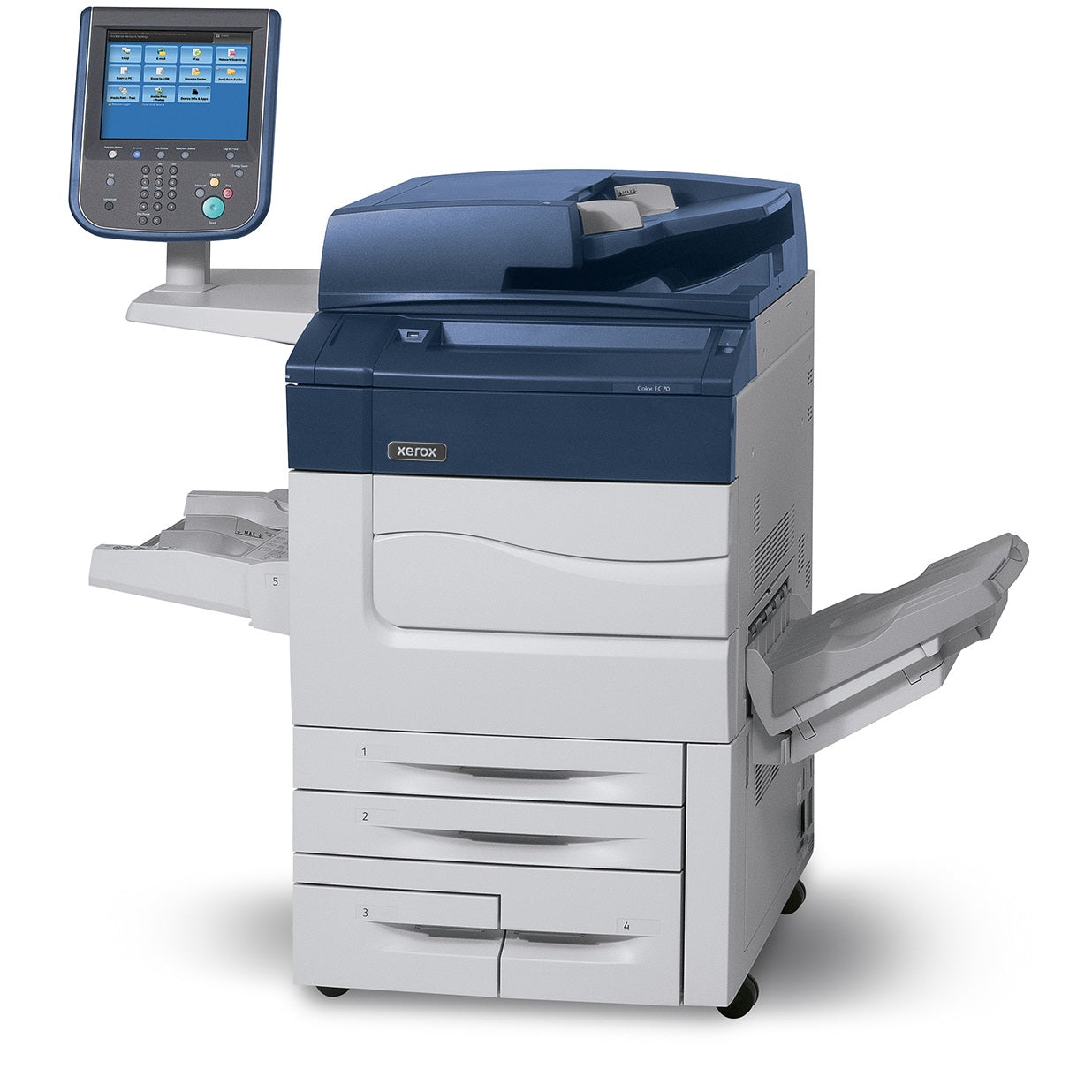 Absolute Toner $165/Month Xerox Color EC70 Professional Multifunction Color Printer Copier Scanner With Fax, Finishing, Feeding, Workflow (Optional Capabilities) And Duplex Printing Showroom Color Copiers